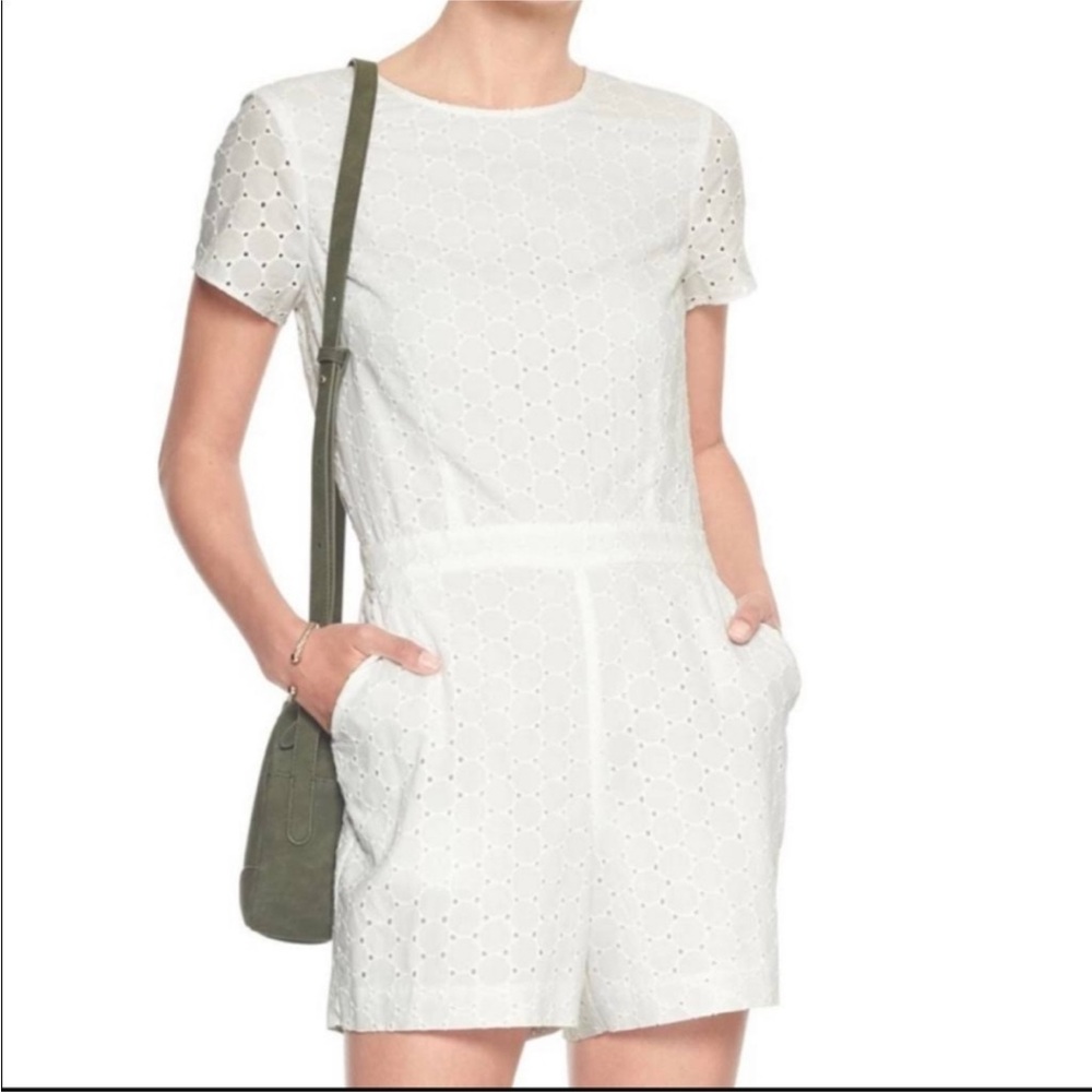 Banana Republic White Eyelet Dress Top
